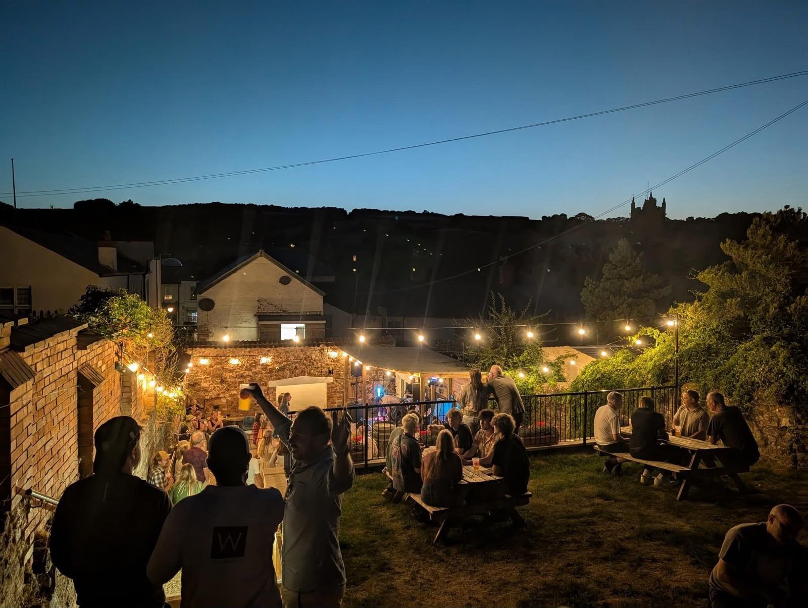 Festoon lighting at a hospitality property
